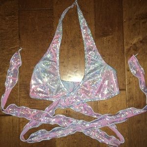 Rave halter wrap around disco top